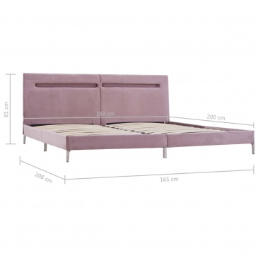 Rama łóżka z LED, różowa, tapicerowana tkaniną, 160 x 200 cm