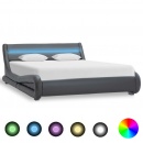 Rama łóżka z LED, szara, sztuczna skóra, 140 x 200 cm