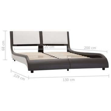 Rama łóżka z LED, szaro-biała, sztuczna skóra, 120 x 200 cm