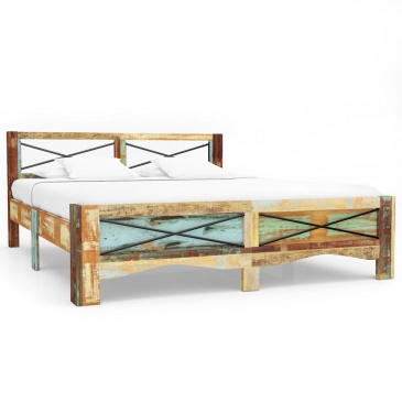 Rama łóżka z litego drewna z odzysku, 160 x 200 cm