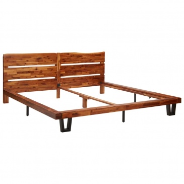 Rama łóżka z naturalną krawędzią, lite drewno akacjowe, 200 cm