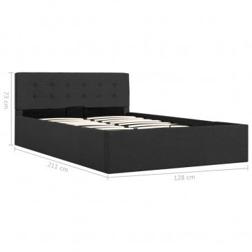 Rama łóżka z podnośnikiem, ciemnoszara, tkanina, 120 x 200 cm