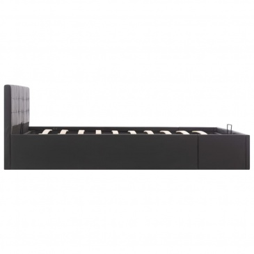 Rama łóżka z podnośnikiem, czarna, sztuczna skóra, 160 x 200 cm