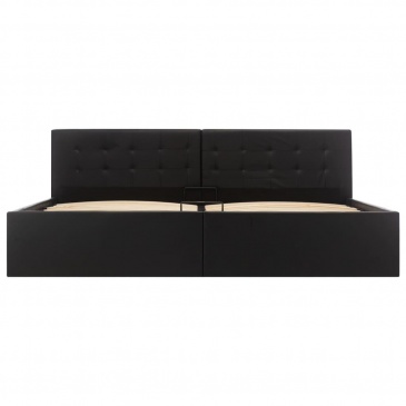 Rama łóżka z podnośnikiem, czarna, sztuczna skóra, 180 x 200 cm