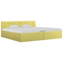 Rama łóżka z podnośnikiem, limonkowa, tkanina, 180 x 200 cm