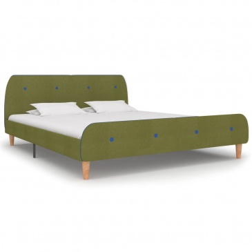 Rama łóżka, zielona, tapicerowana tkaniną, 160 x 200 cm