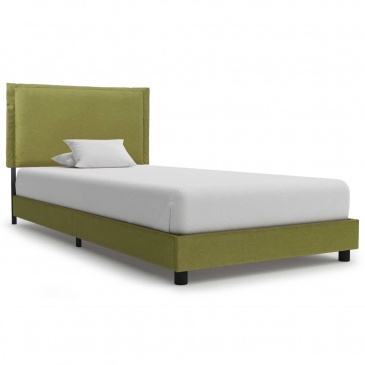 Rama łóżka, zielona, tapicerowana tkaniną, 90 x 200 cm