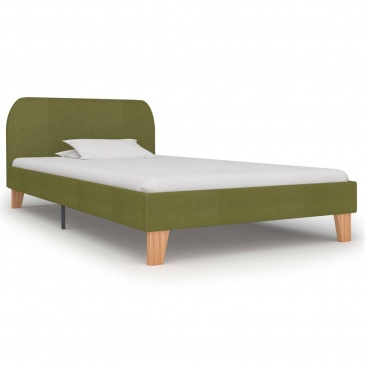 Rama łóżka, zielona, tkanina, 90 x 200 cm