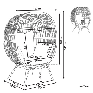 Rattanowy fotel kokon naturalny VEROLI