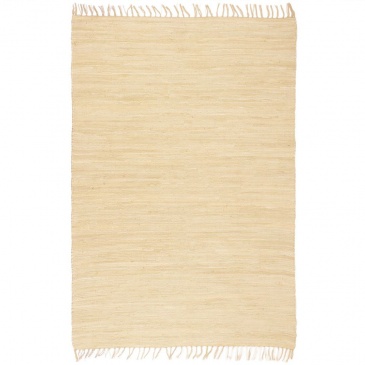 Ręcznie tkany dywanik Chindi, bawełna, 200x290 cm, kremowy