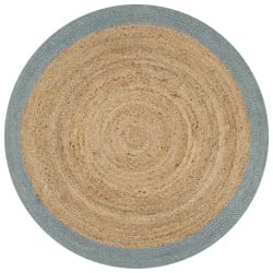 Ręcznie wykonany dywanik, juta, oliwkowozielona krawędź, 90 cm