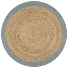 Ręcznie wykonany dywanik, juta, oliwkowozielona krawędź, 120 cm
