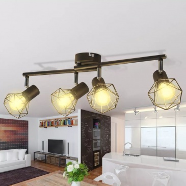 Reflektor sufitowy w industrialnym stylu z 4 żarówkami LED