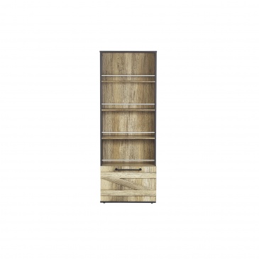 Regał 4 półki jasne drewno z czarnym SALTER