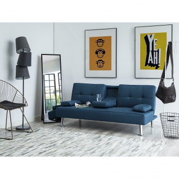 Rozkładana tapicerowana sofa Angelos niebieska