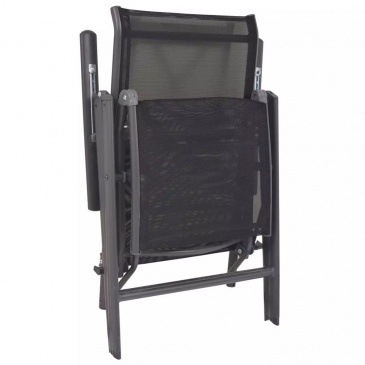 Rozkładane krzesło tarasowe, aluminium i textilene, czarne