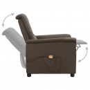 Rozkładany fotel masujący, brązowy, obity tkaniną