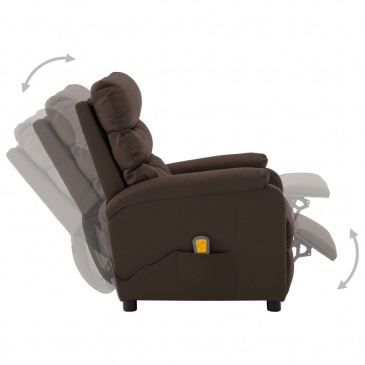 Rozkładany fotel masujący, elektryczny, brązowy, ekoskóra