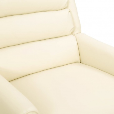 Rozkładany fotel masujący, kremowy, sztuczna skóra