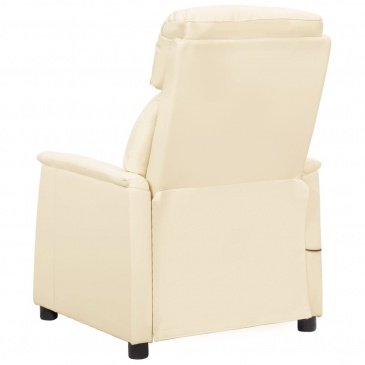Rozkładany fotel masujący, kremowy, sztuczna skóra