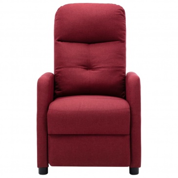 Rozkładany fotel masujący, winna czerwień, tapicerowany tkaniną