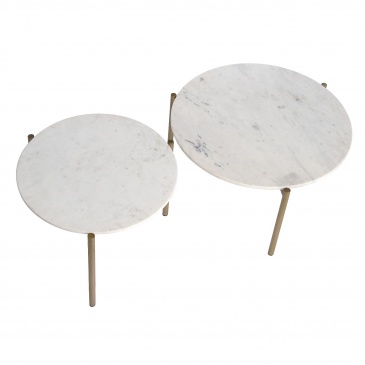 Set 2 stolików Carrara 76x76x42 cm/ 60x60x47 cm