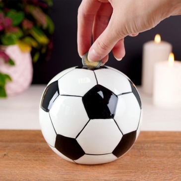 Skarbonka otwierana ceramiczna piłka nożna biało-czarna 11,5 cm