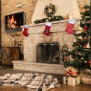 Skarpeta świąteczna na prezenty pluszowa dekoracyjna Mikołaj święta Boże Narodzenie 42 cm