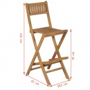 Składane krzesła barowe 2 szt. lite drewno tekowe