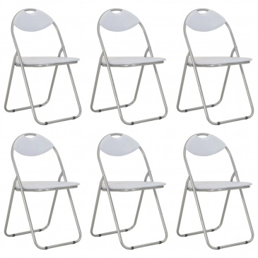 Składane krzesła jadalniane, 6 szt., białe, sztuczna skóra
