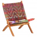 Składane krzesło w stylu chindi, wielokolorowa tkanina