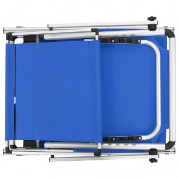 Składany leżak z daszkiem, aluminium i textilene, niebieski