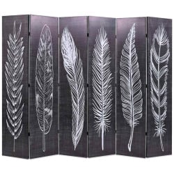 Składany parawan, 228x180 cm, motyw piór, czarno-biały Składany parawan, 228x180 cm, motyw piór, czarno-biały