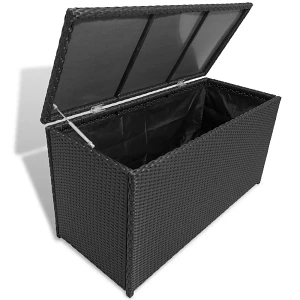 Skrzynia ogrodowa, czarna, 120 x 50 x 60 cm, rattan PE Skrzynia ogrodowa, czarna, 120 x 50 x 60 cm, rattan PE