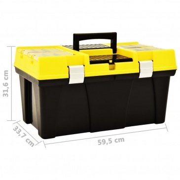 Skrzynka narzędziowa, plastikowa, 595x337x316 mm, żółta