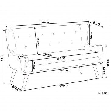 Sofa 2-osobowa czarna SKIBBY