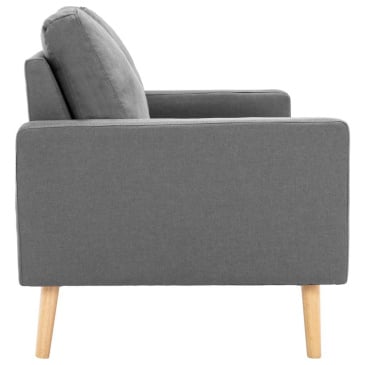 Sofa 2-osobowa, jasnoszara, tapicerowana tkaniną - zdjęcie 4