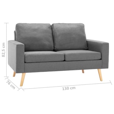 Sofa 2-osobowa, jasnoszara, tapicerowana tkaniną - zdjęcie 7