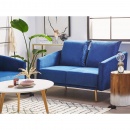 Sofa 2-osobowa welurowa niebieska MAURA
