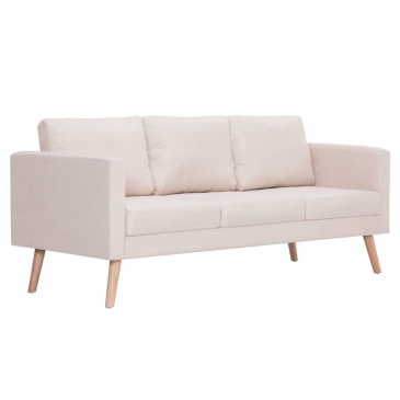 Sofa 3-osobowa, materiałowa, kremowa