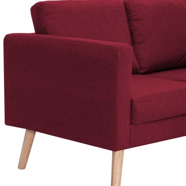 Sofa 3-osobowa tapicerowana tkaniną kolor czerwonego wina