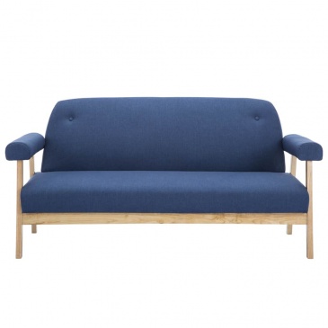 Sofa 3-osobowa tapicerowana tkaniną niebieska