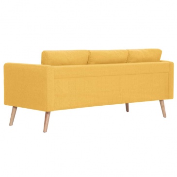 Sofa 3-osobowa tapicerowana tkaniną żółta