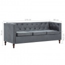 Sofa 3-osobowa w stylu Chesterfield, tkanina, szara