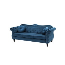 Sofa 3-osobowa welurowa ciemnoniebieska SKIEN