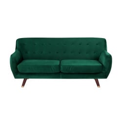 Sofa 3-osobowa welurowa zielona BODO Sofa 3-osobowa welurowa zielona BODO