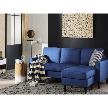 Sofa 3-osobowa z otomaną ciemnoniebieska AVESTA