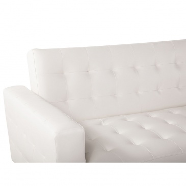 Sofa lewostronna biała skóra ekologiczna rozkładana ABERDEEN