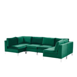 Sofa modułowa 6-osobowa welurowa zielona EVJA