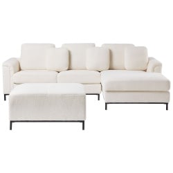 Sofa narożna lewostronna z otomaną oslo boucle biały dla 5 osób lewostronny